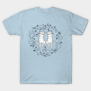 Floral Cats Doodle T-Shirt